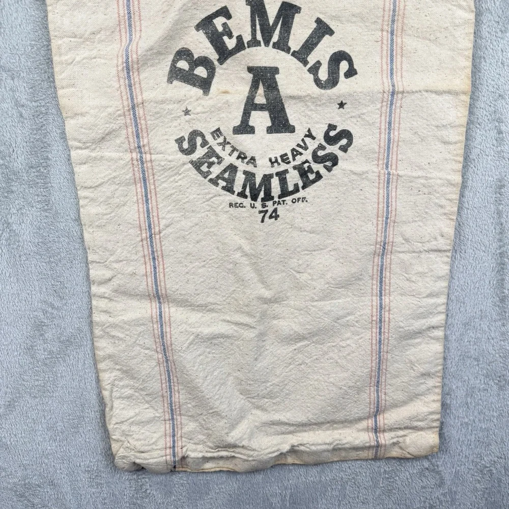 Vintage Bemis A Seamless Cloth Cotton Grain Feed Flour Sack Primitive Country